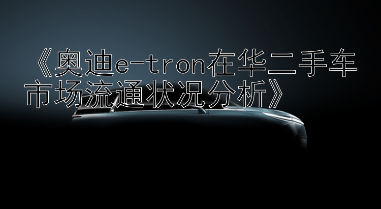 《奥迪e-tron在华二手车市场流通状况分析》